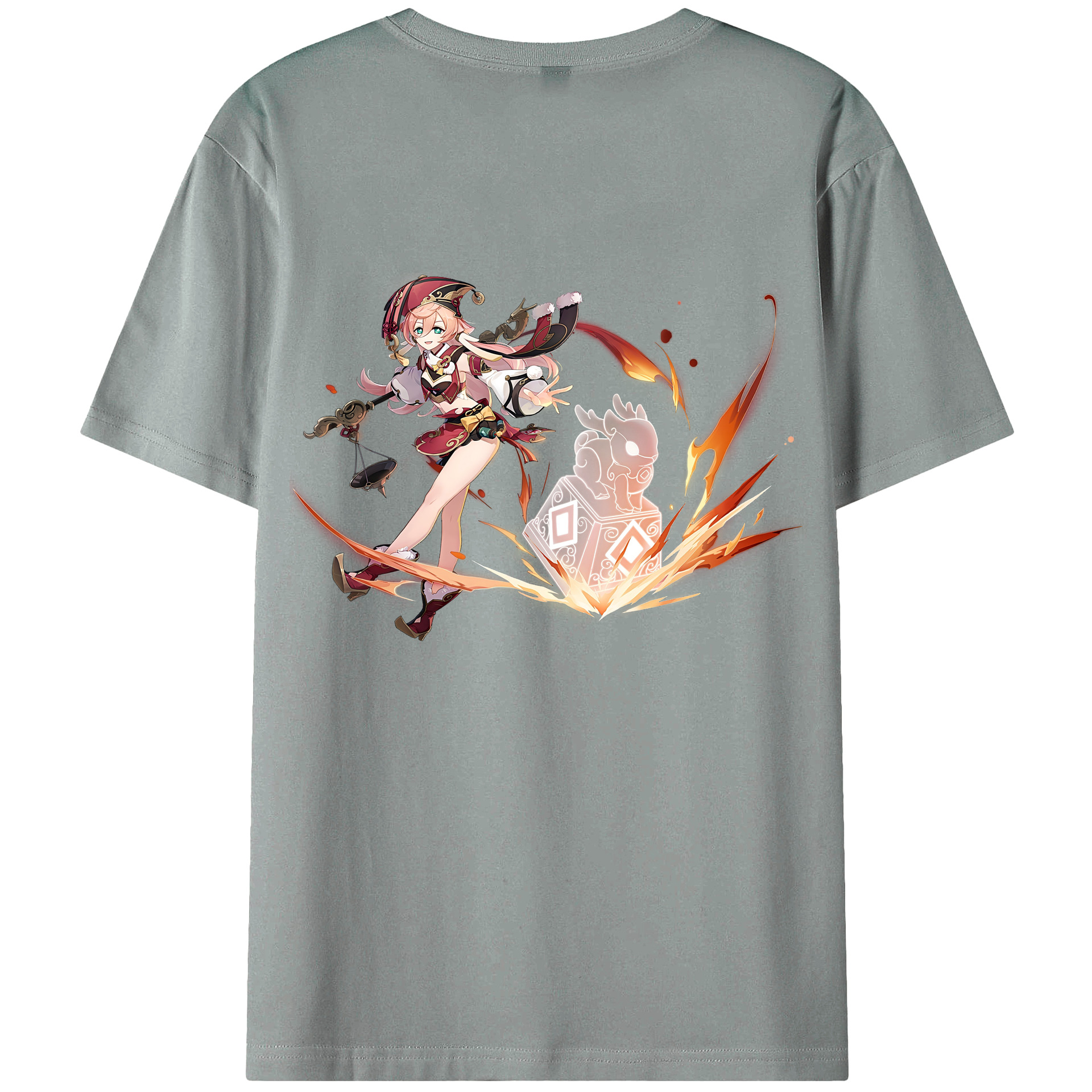 げんし神 ヤンフェイ genshin Yanfei 綿100％ メンズ半袖Tシャツ（バックプリント） 通気性